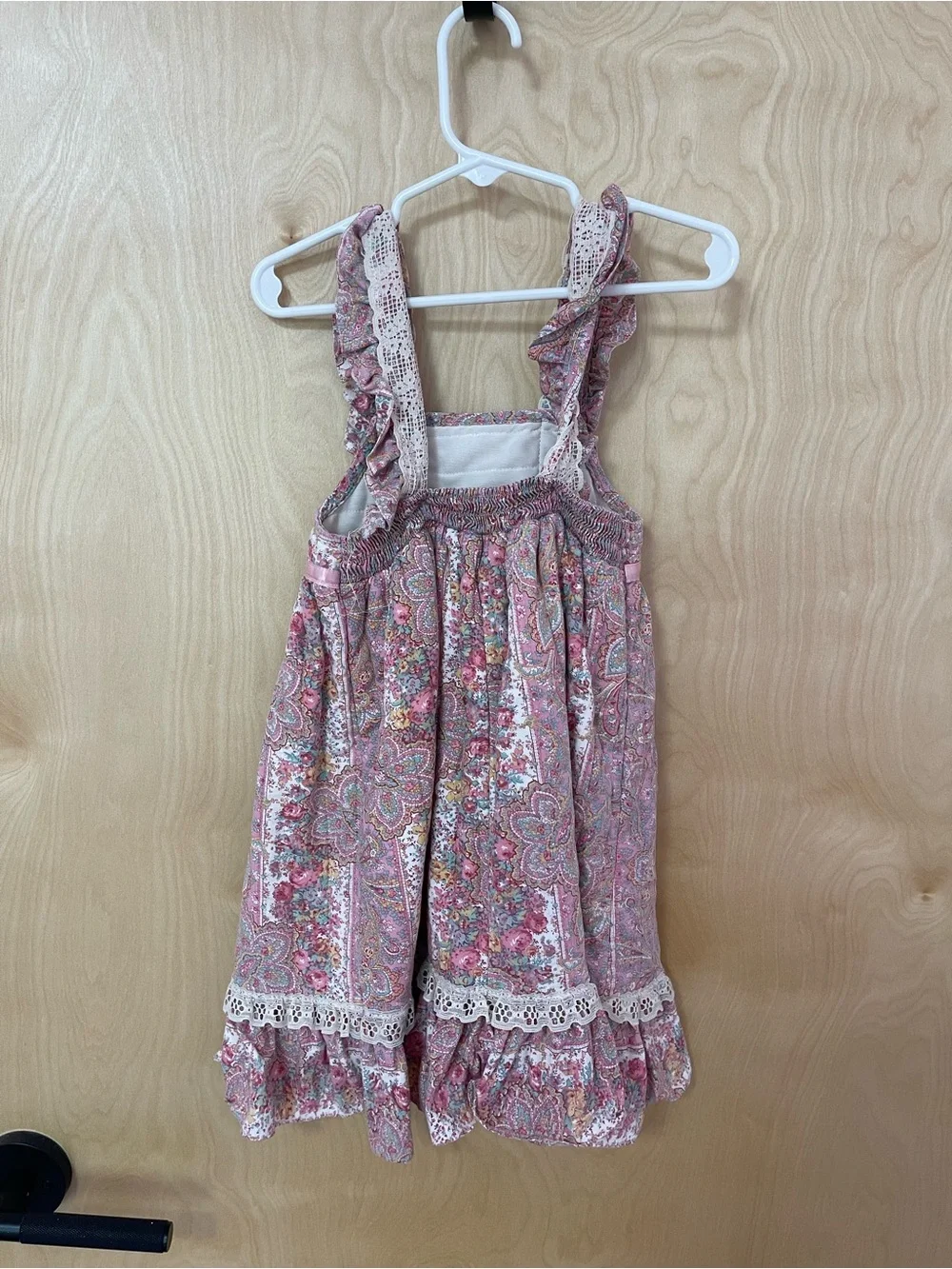 Vintage Handmade Pink Paisley Lace-Trim Sundress